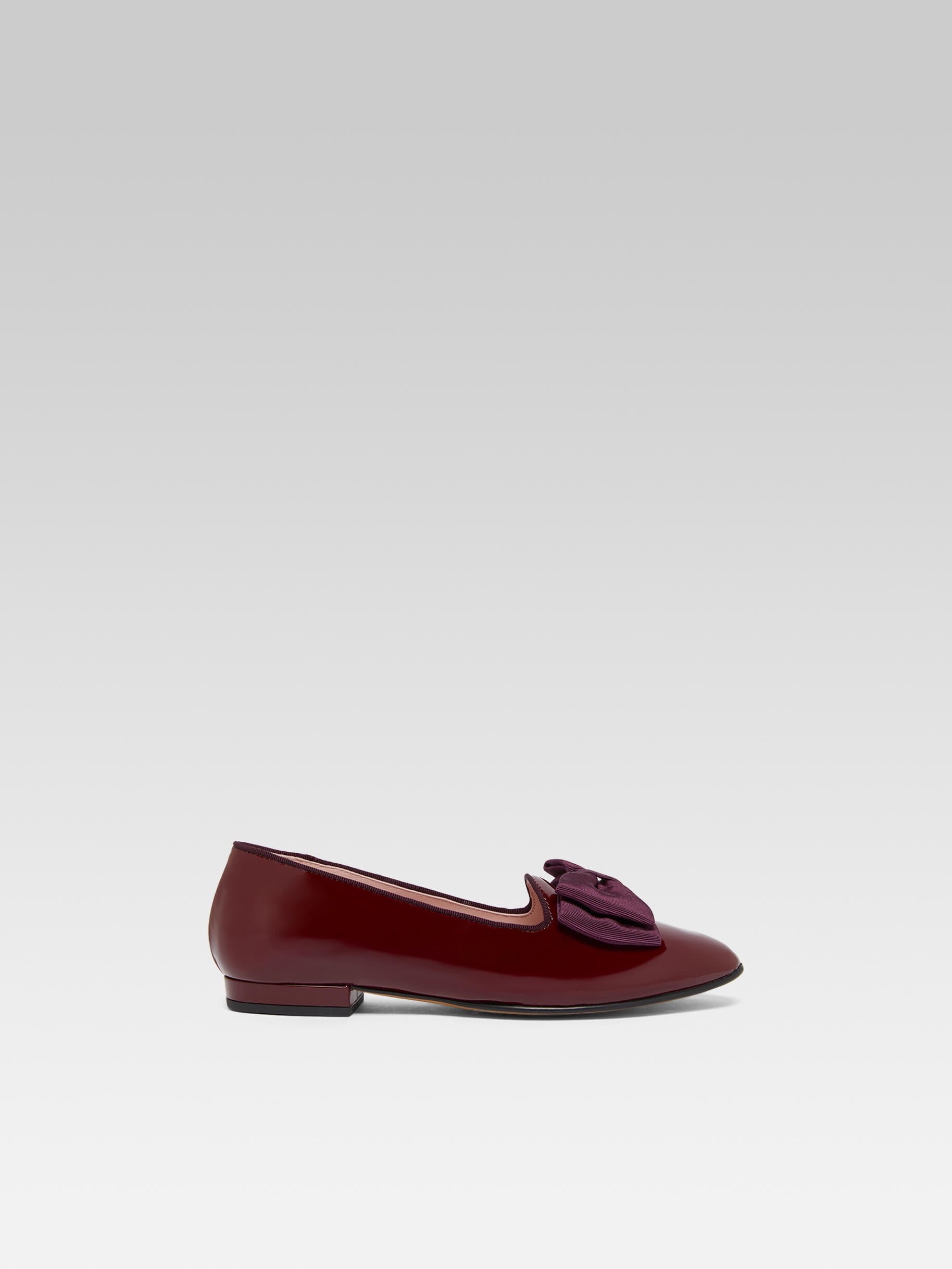 Marquis - Ballerines à noeud cuir verni bordeaux - Image numéro 3