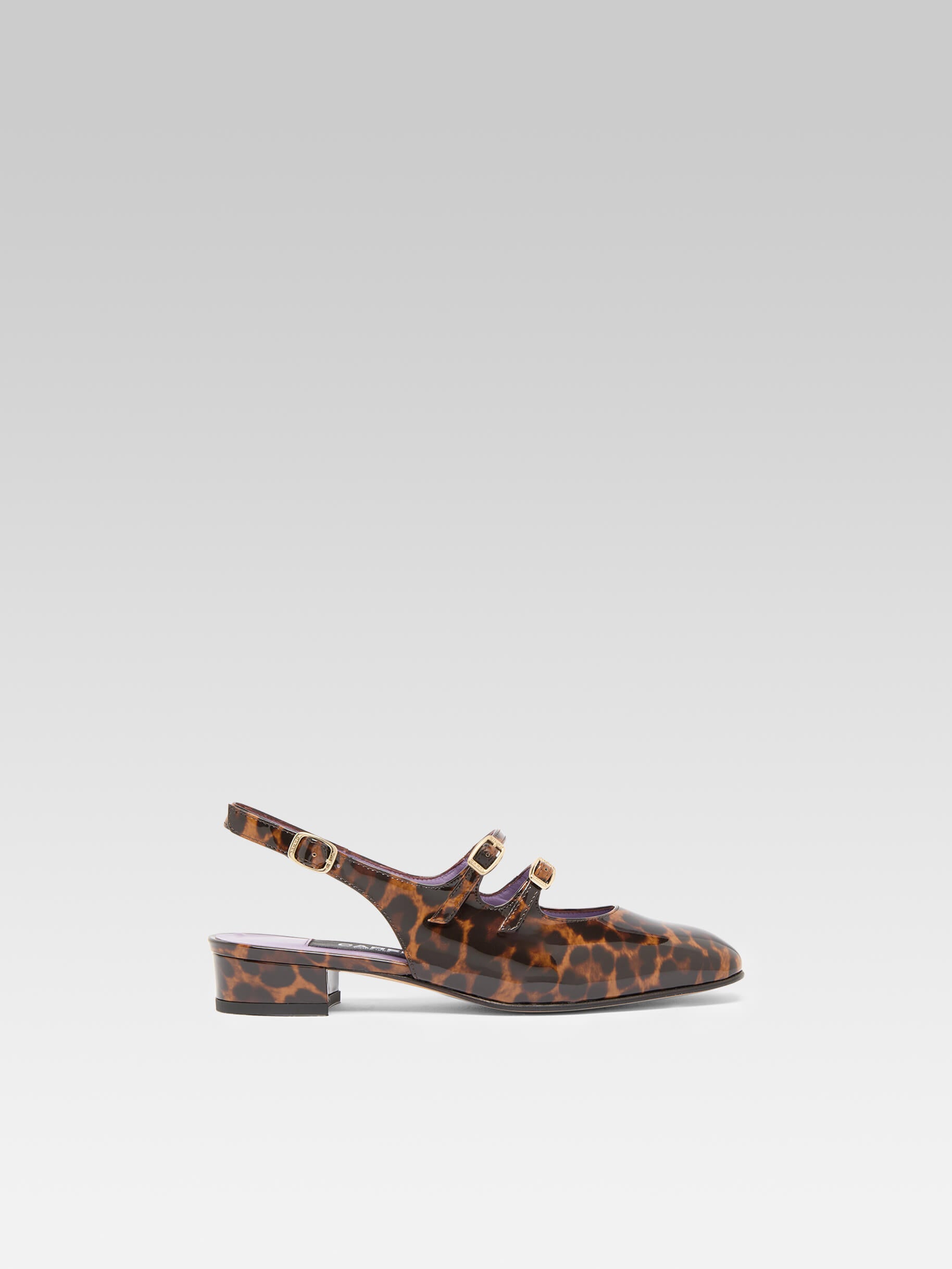 Peche - Brown leopard patent leather slingback Mary Janes - Image number 1