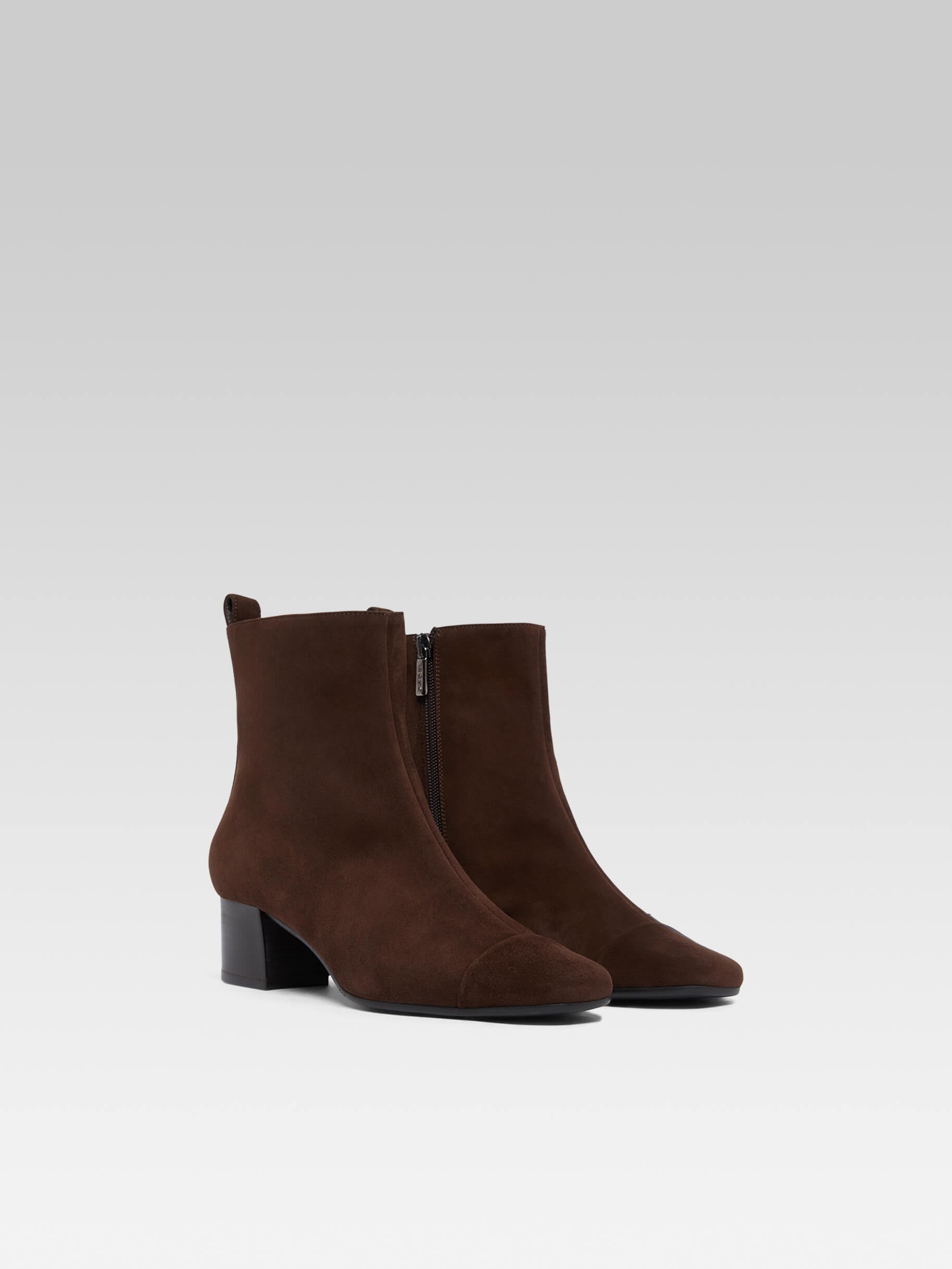 Estime - Bottines cuir velours upcyclé marron - Image numéro 2