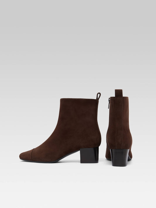 Estime - Bottines cuir velours upcyclé marron - Image numéro 3