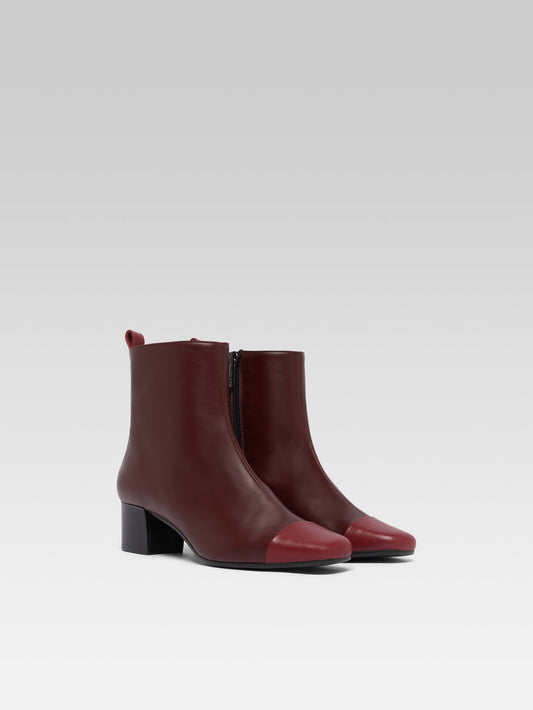 Estime - Bottines cuir upcyclé bi bordeaux - Image numéro 3