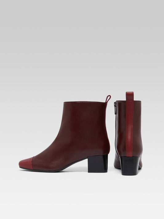 Estime - Bottines cuir upcyclé bi bordeaux - Image numéro 4