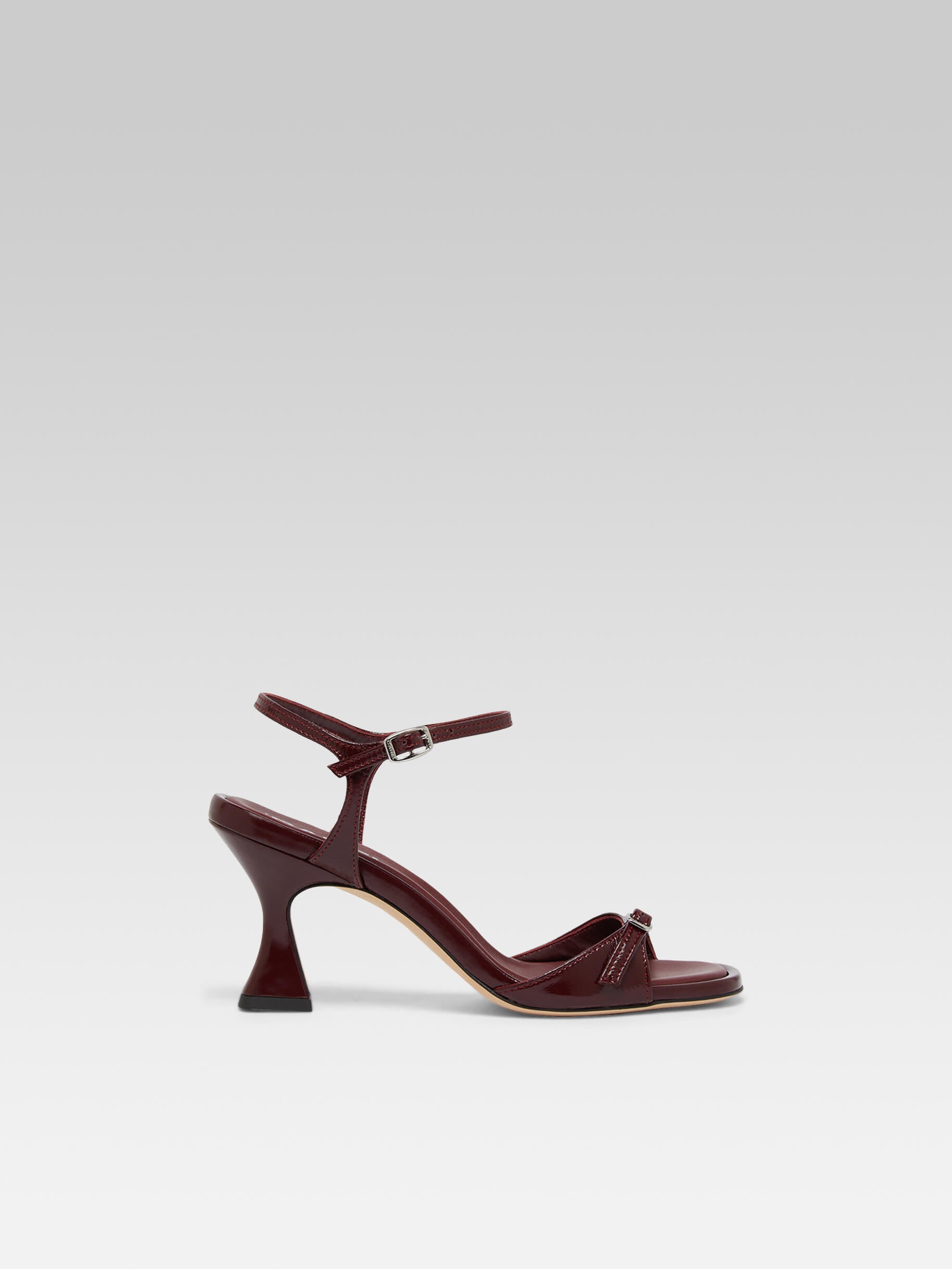 Celeste - Sandales à talons cuir verni bordeaux