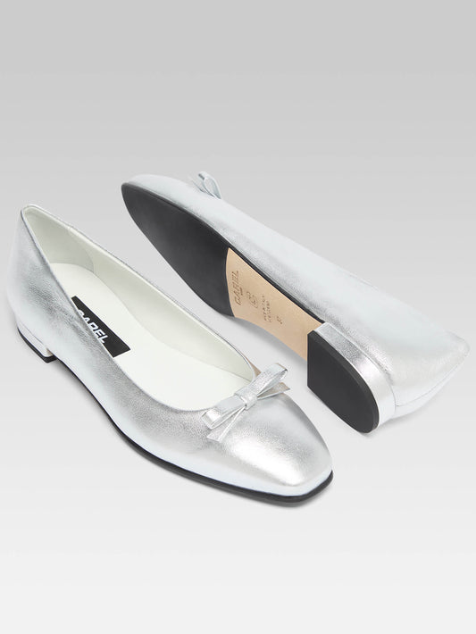 Bella - Ballerines cuir argent - Image numéro 6