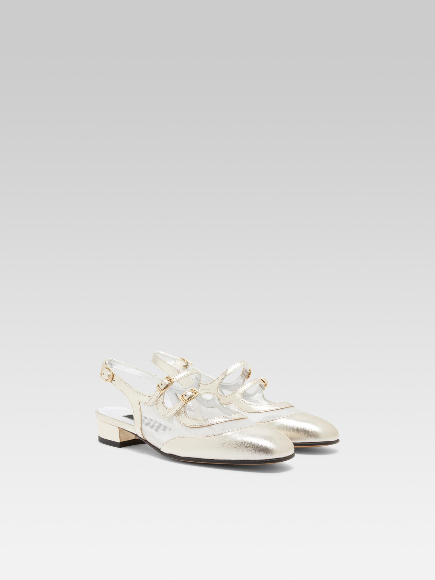 Peche night - Babies slingback cuir platine et résille