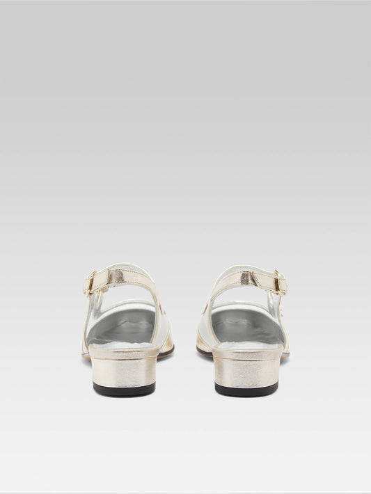 Peche night - Platinum leather and mesh slingback Mary Janes - Image number 4