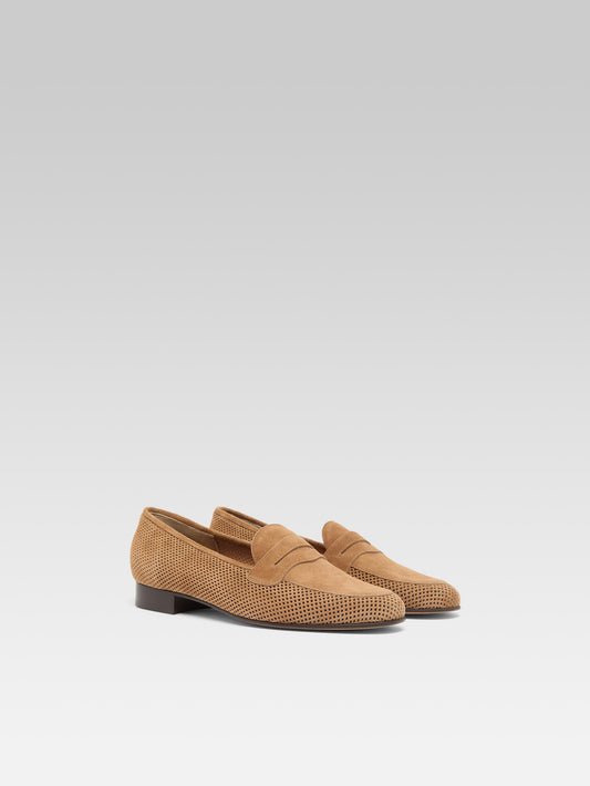 2100 - Hazelnut perforated suede leather loafers - Image number 4