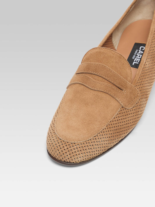 2100 - Hazelnut perforated suede leather loafers - Image number 5