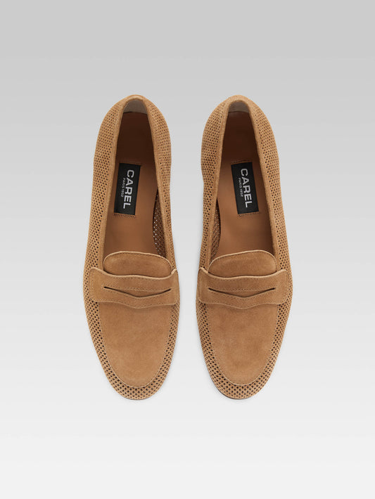 2100 - Hazelnut perforated suede leather loafers - Image number 6