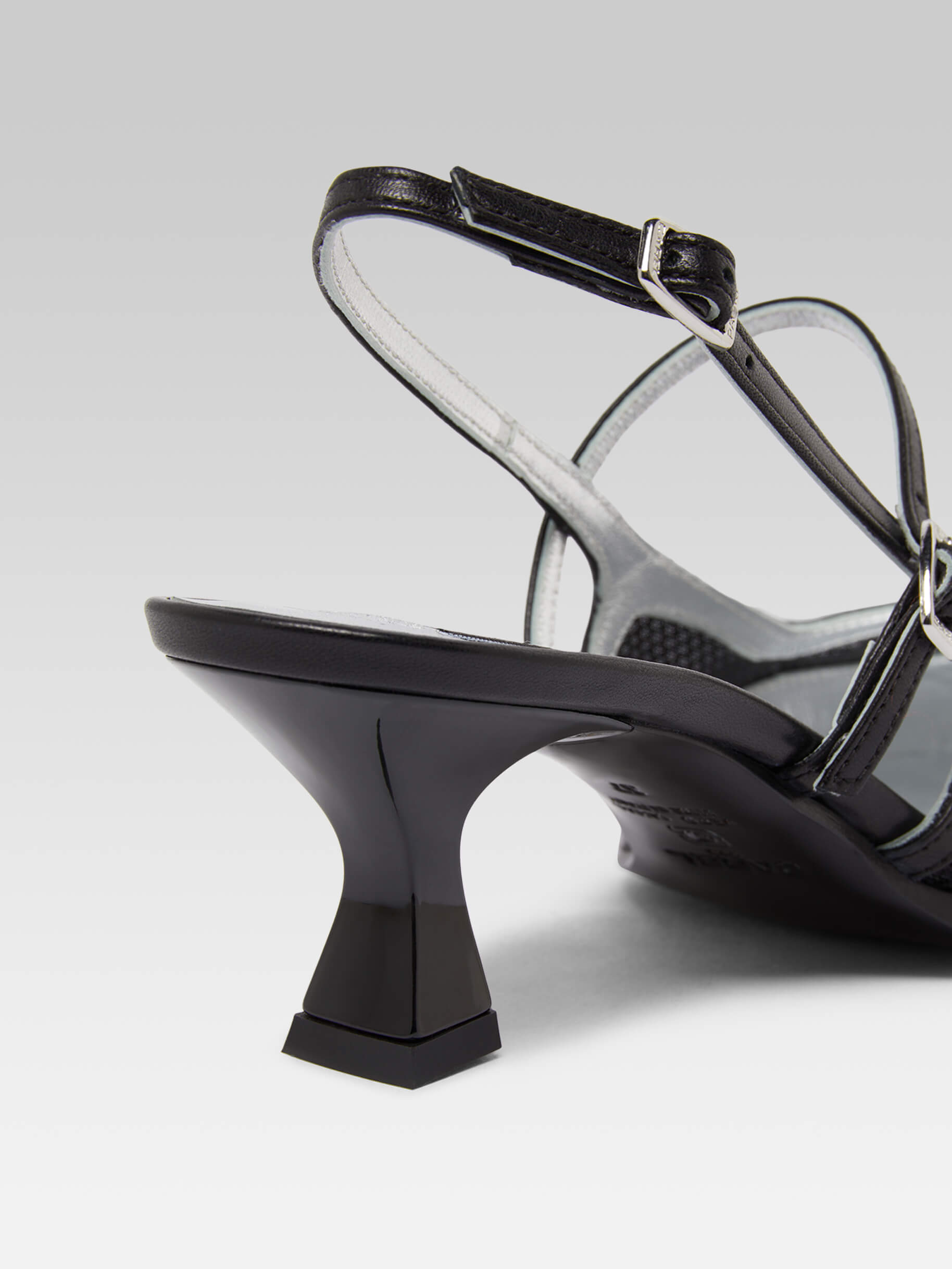 Cecile - Black mesh and leather slingback pumps - Image number 5