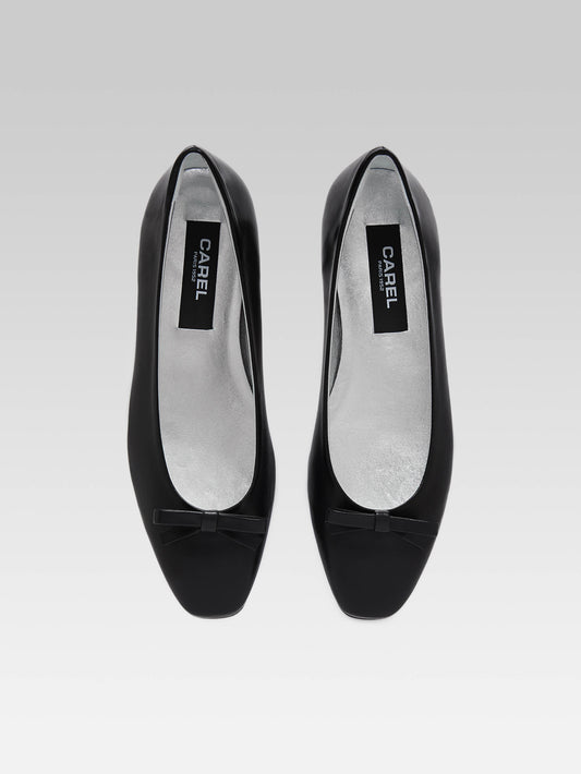 Bella - Black leather ballet flats - Image number 4