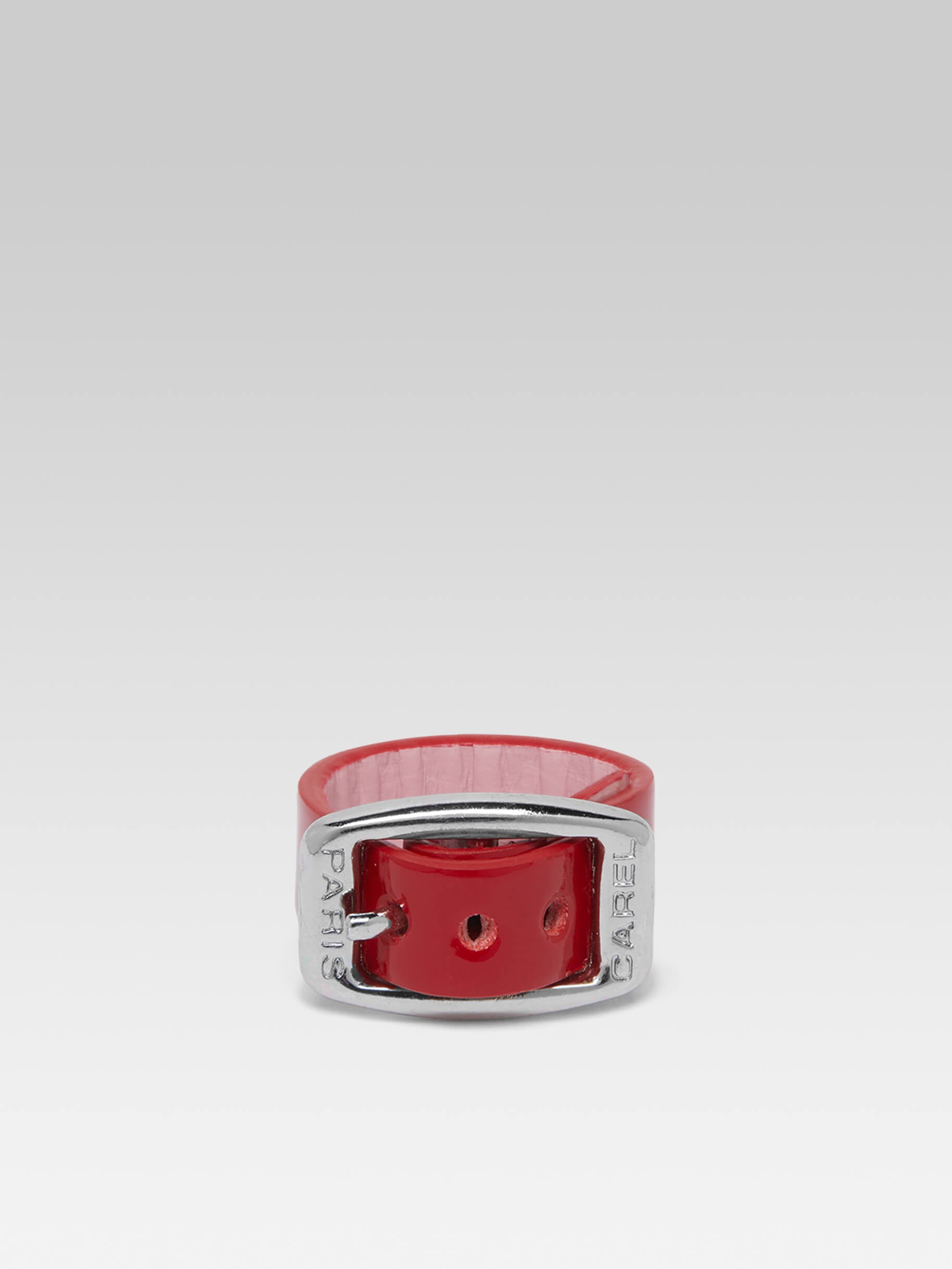 Bague - Cuir verni upcyclé rouge