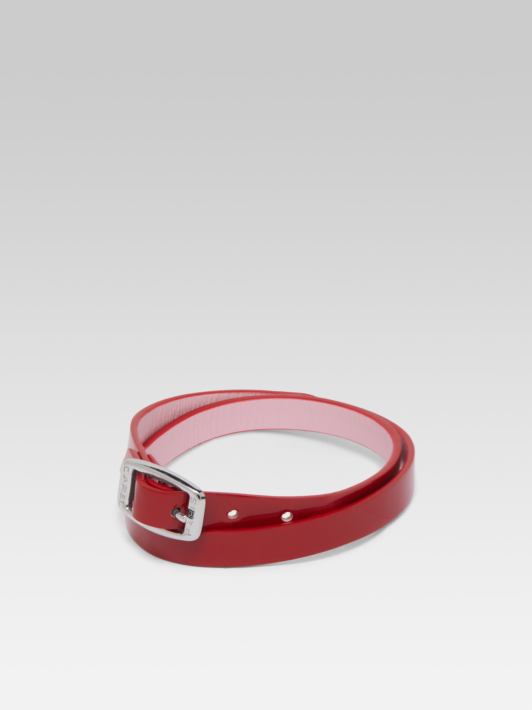 Bracelet - Cuir verni rouge upcyclé - Image numéro 2