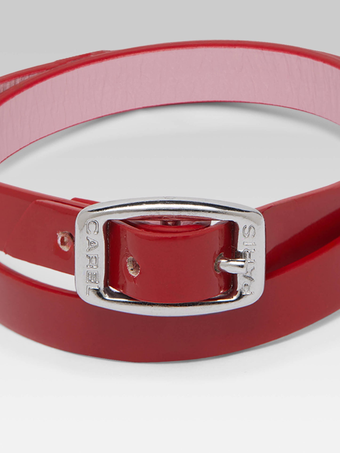 Bracelet - Cuir verni rouge upcyclé