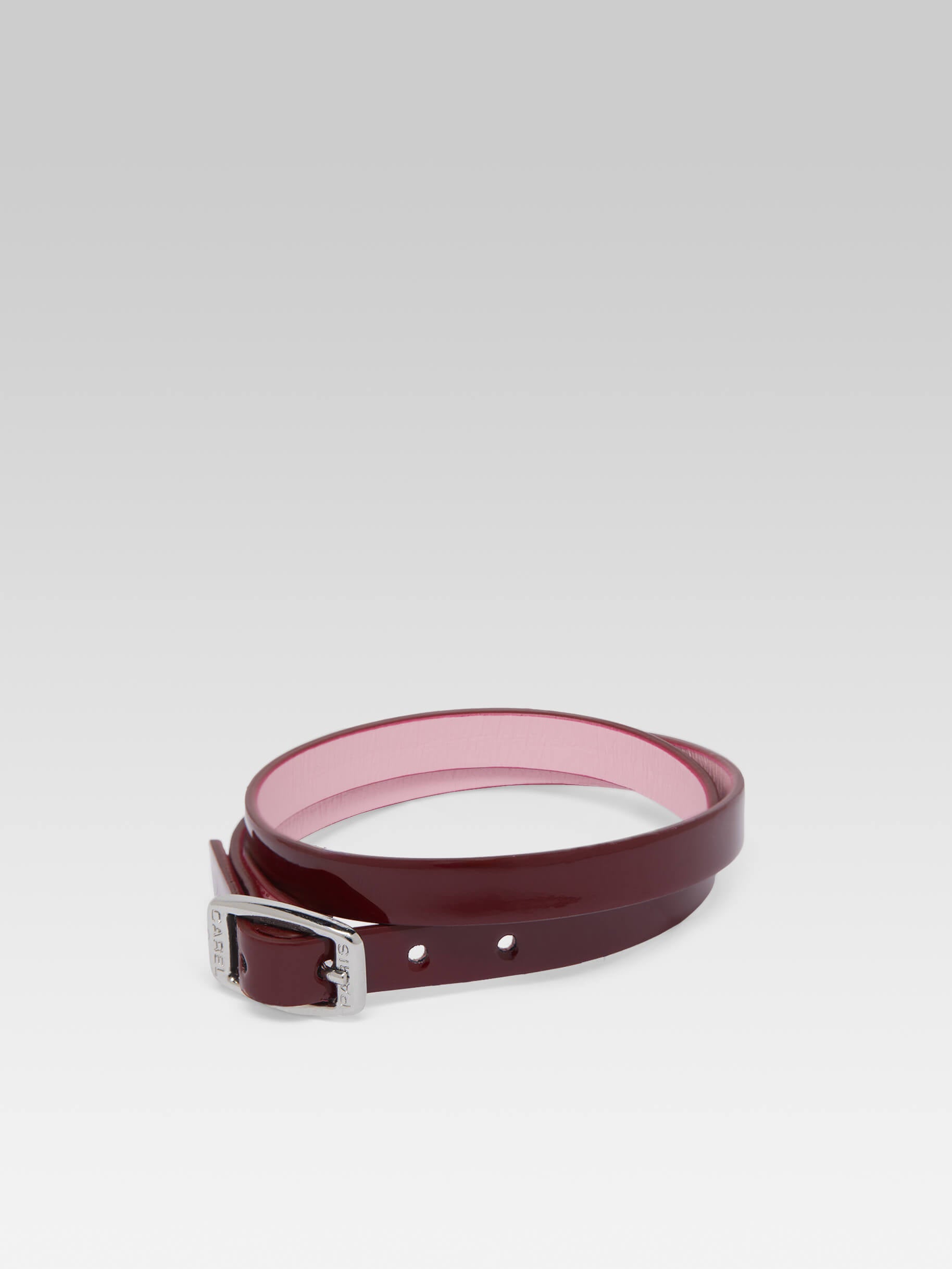 Bracelet - Cuir verni bordeaux upcyclé