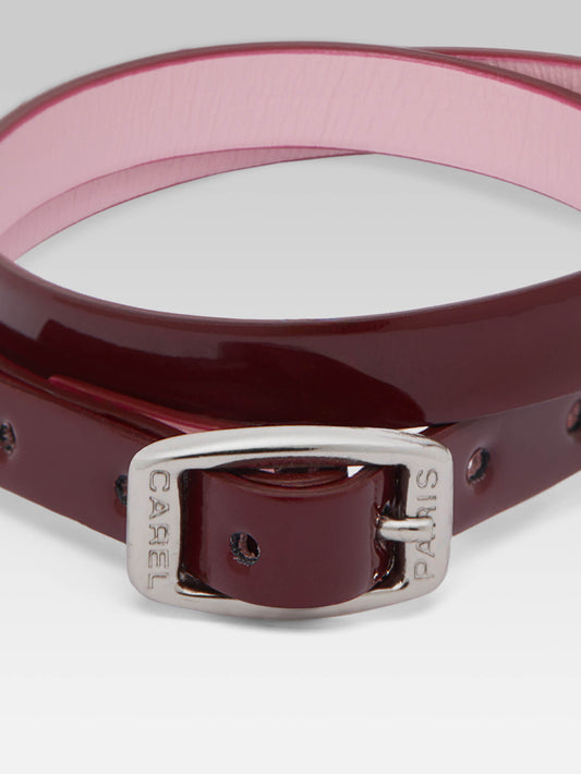 Bracelet - Upcycled burgundy patent leather - Image number 2