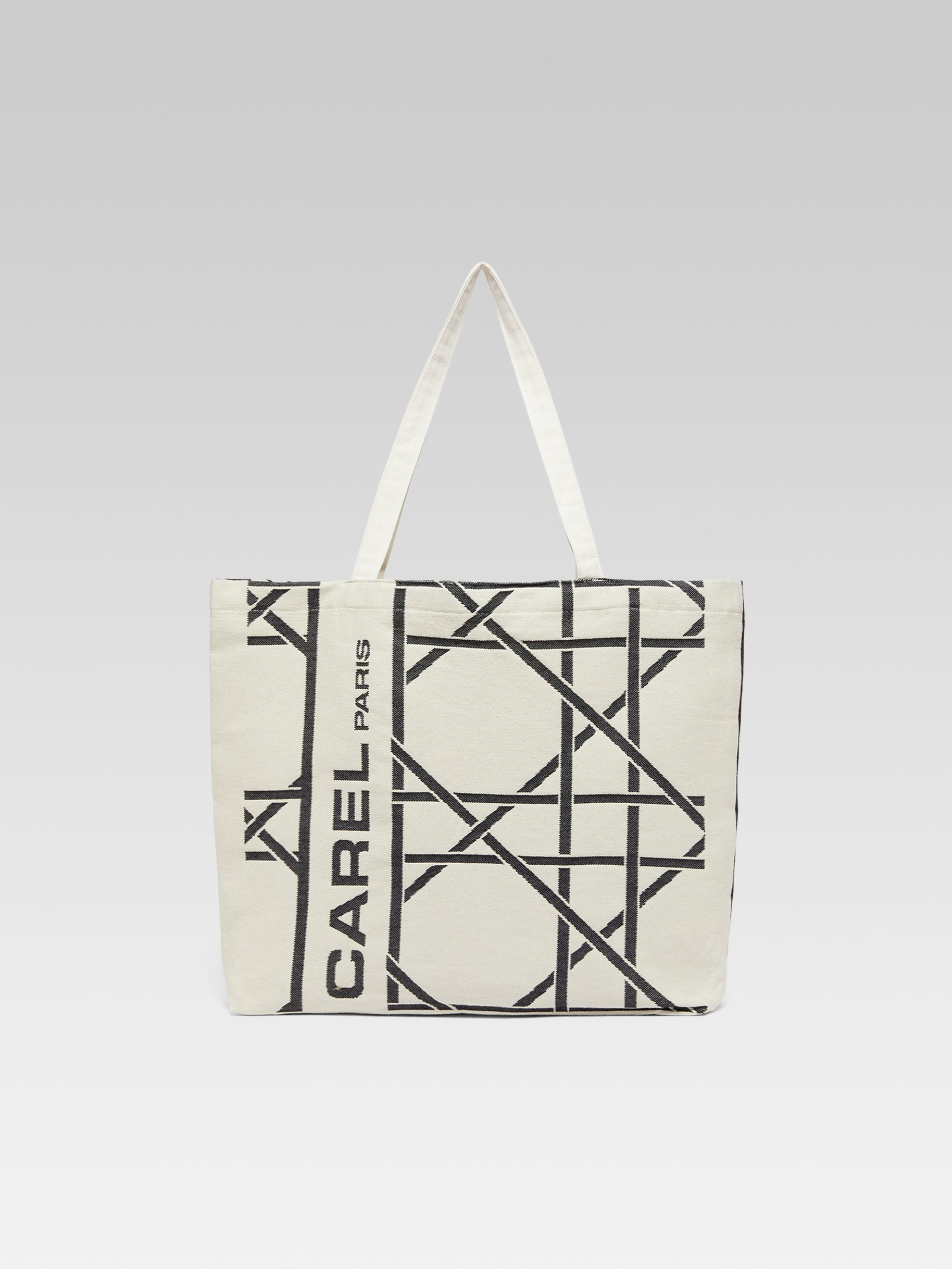 Tote bag - Recycled monogram bag in black and ecru jacquard weave - Image number 2