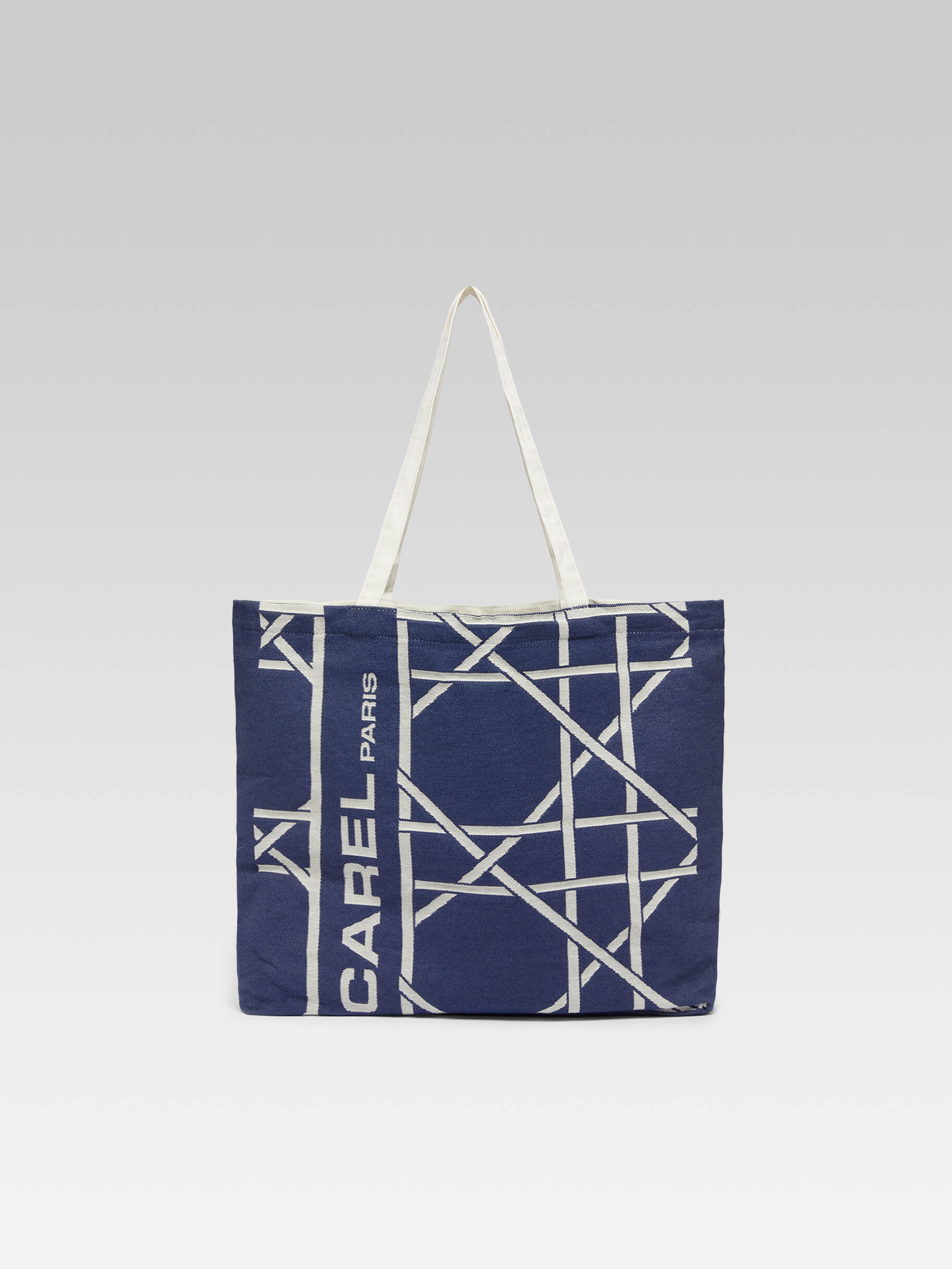 Tote bag - Sac monogramme bleu et écru tissage jacquard