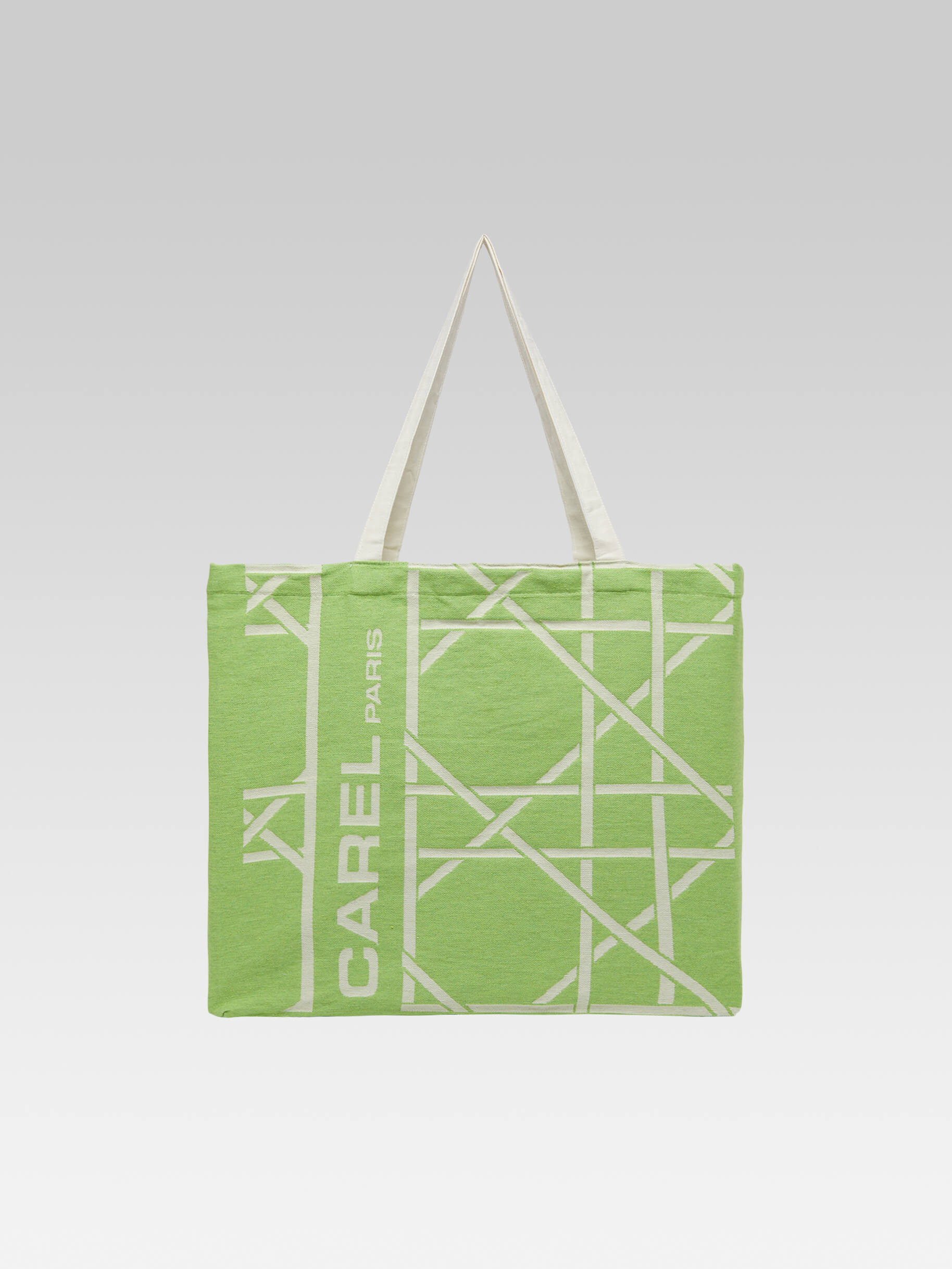 Tote bag - Sac monogramme vert et écru tissage jacquard