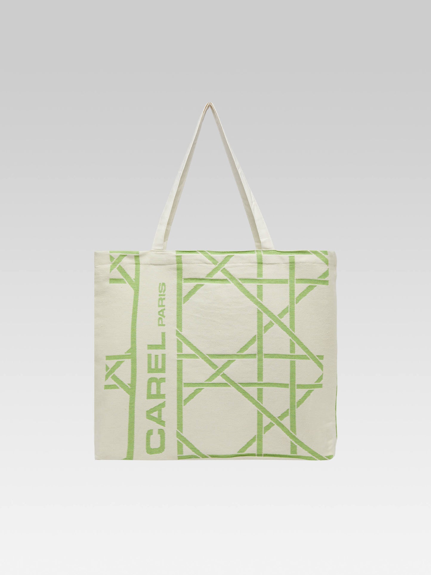 Tote bag - Sac monogramme vert et écru tissage jacquard