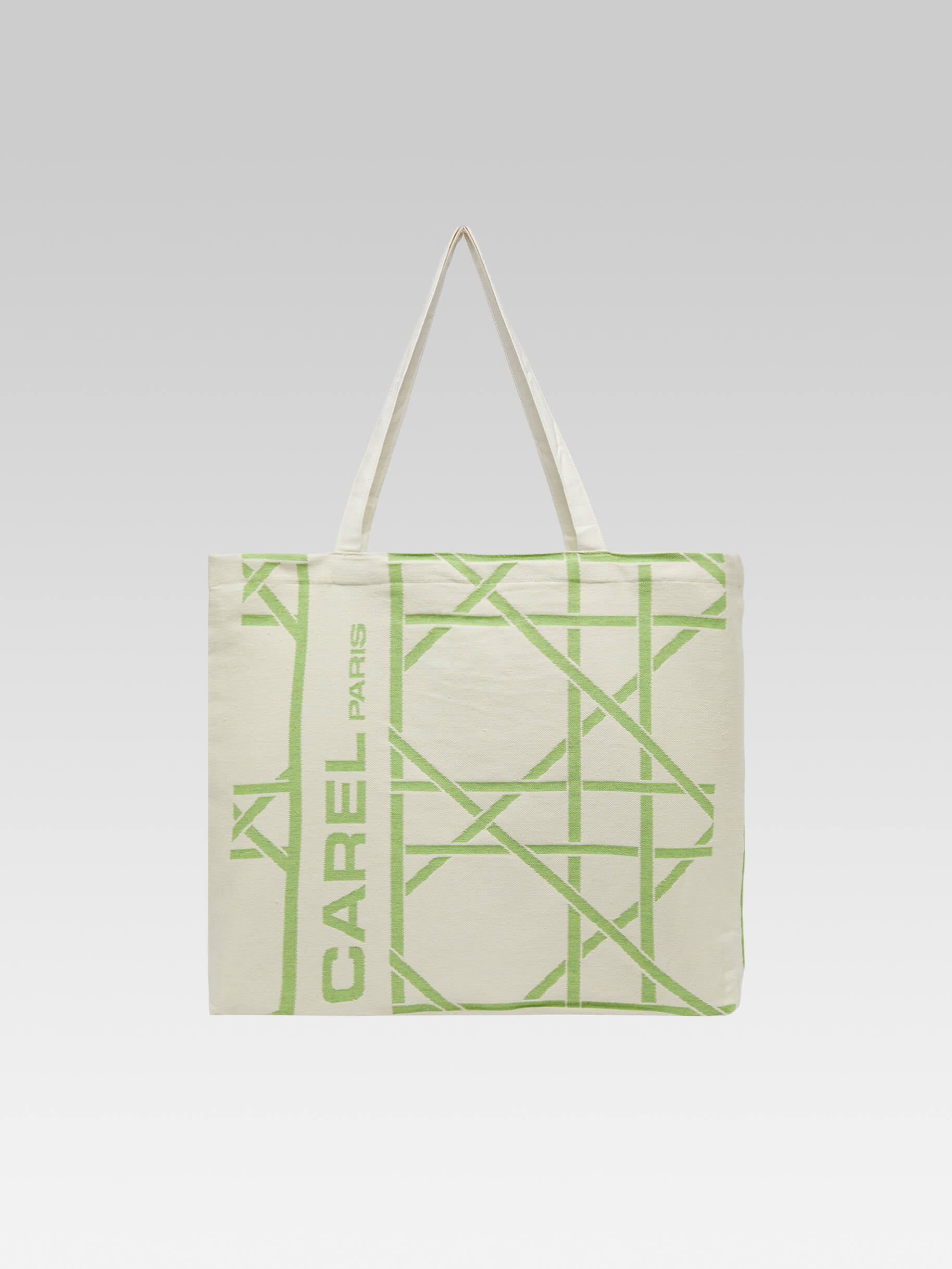 Tote bag - Sac monogramme vert et écru tissage jacquard - Image numéro 2