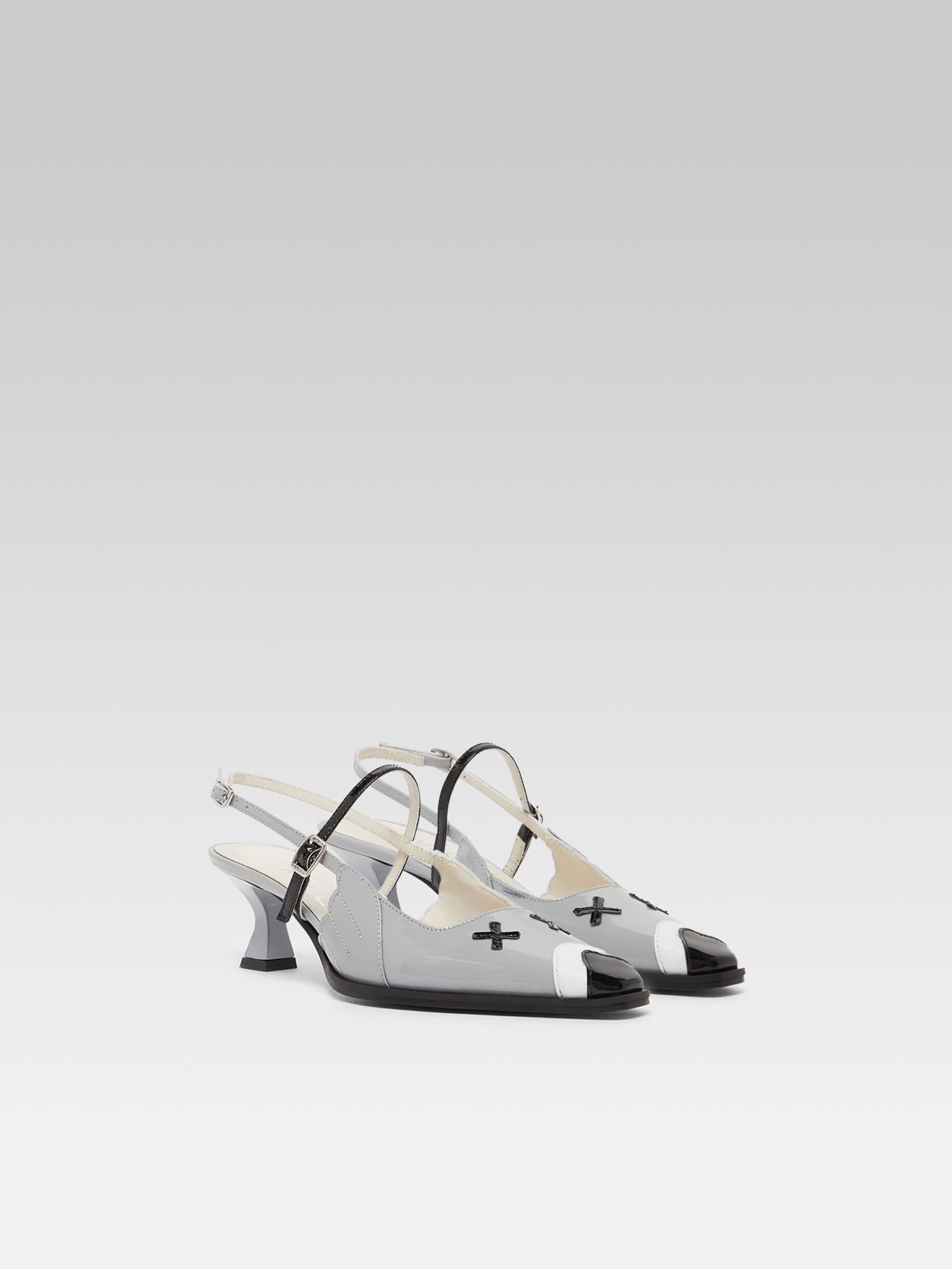 Pigeon - Grey patent leather slingback pumps - Image number 3