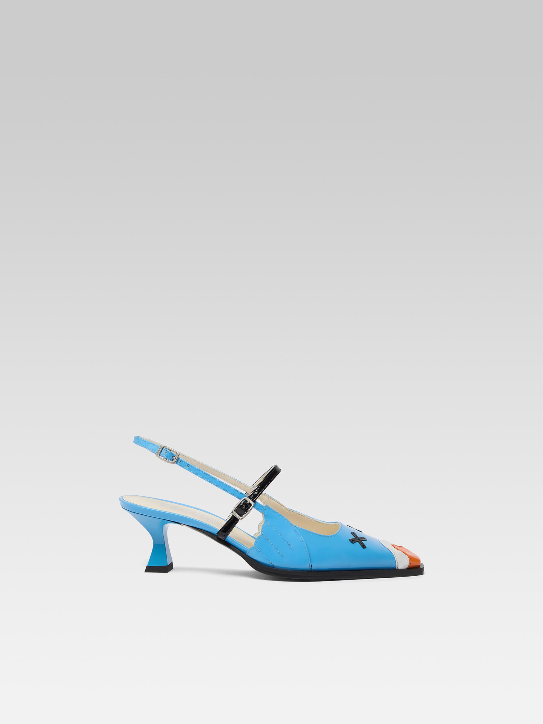 Pigeon - Blue patent leather slingback pumps - Image number 1