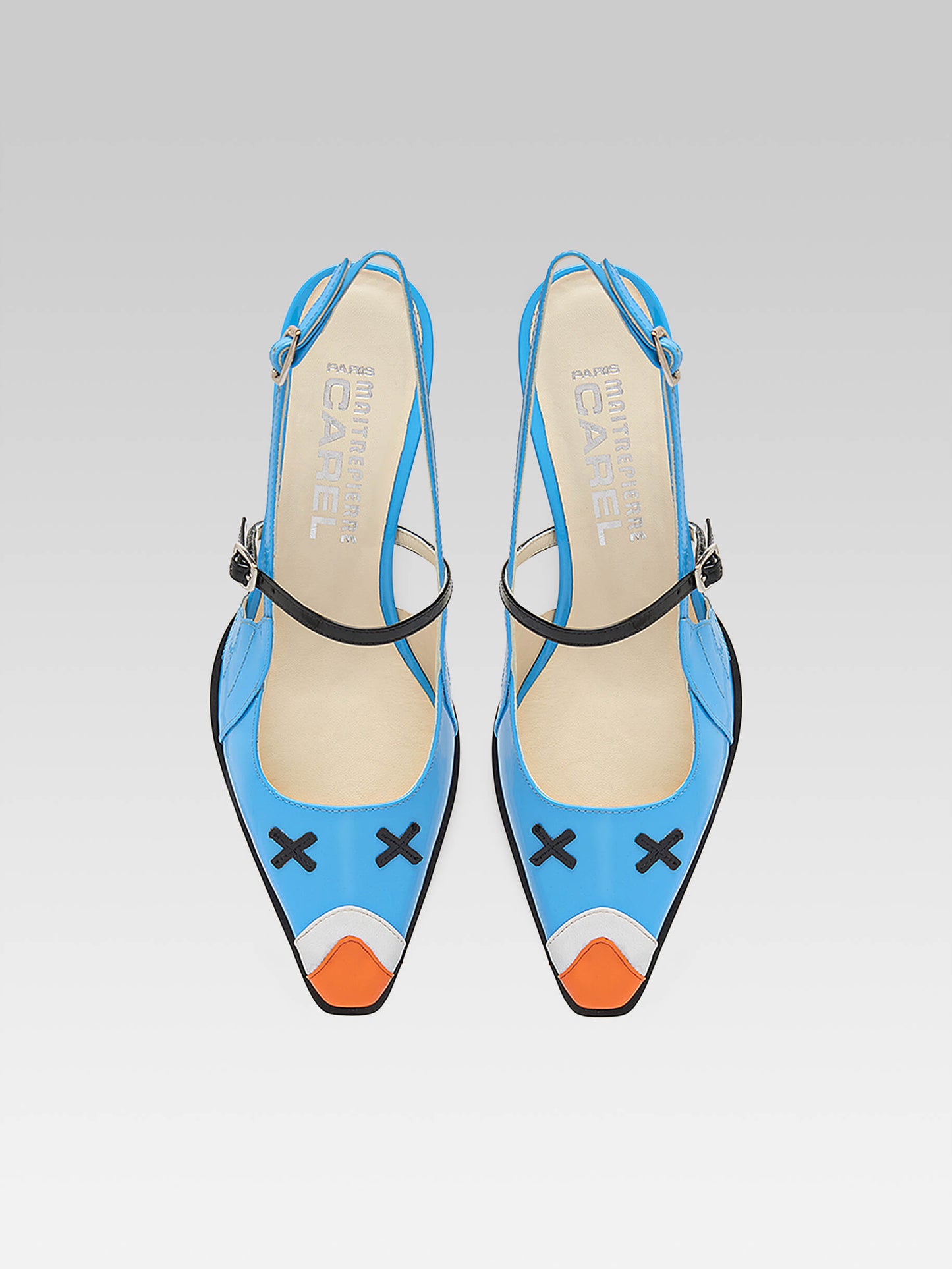 Pigeon - Blue patent leather slingback pumps