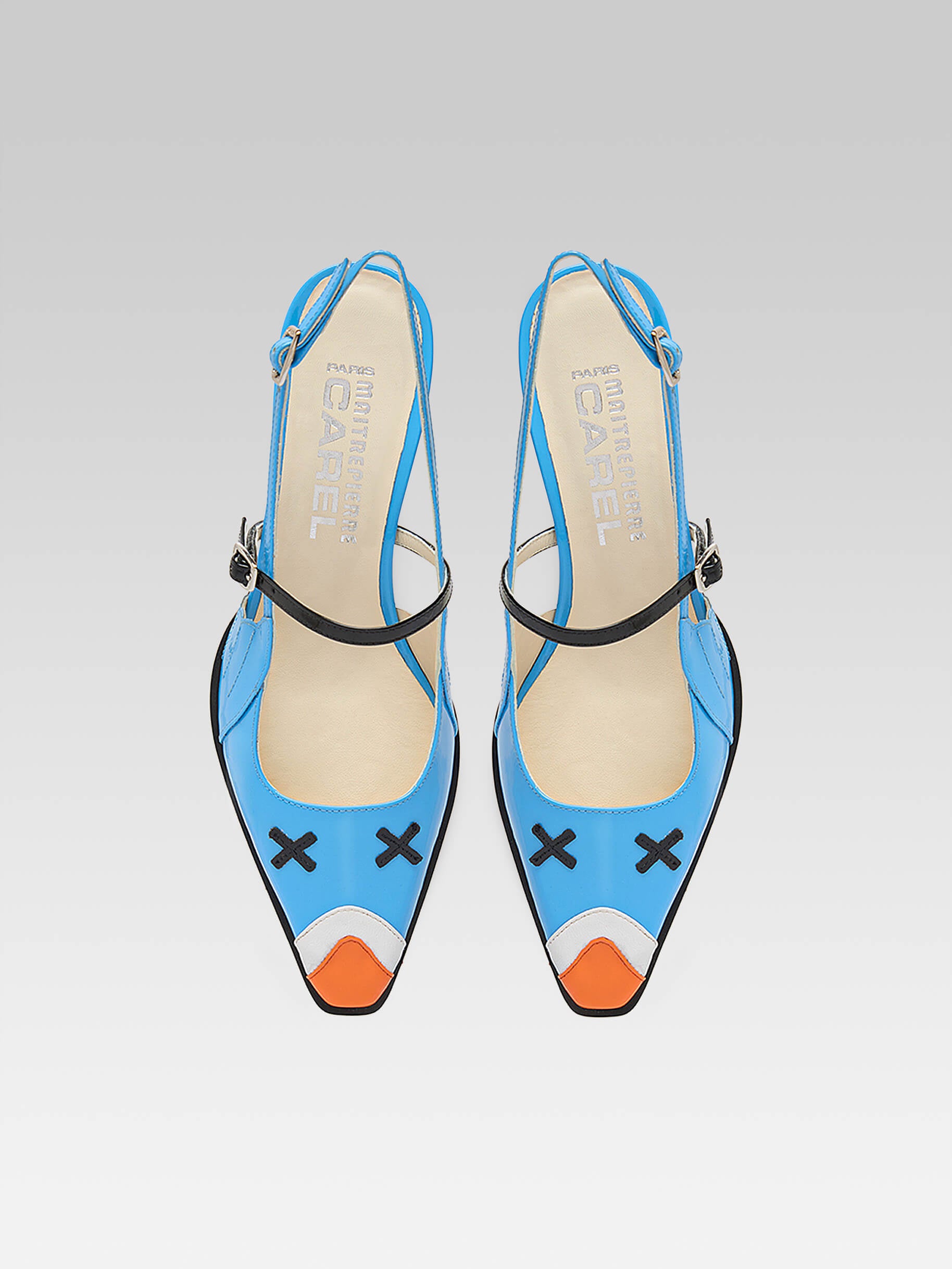 Pigeon - Blue patent leather slingback pumps - Image number 3