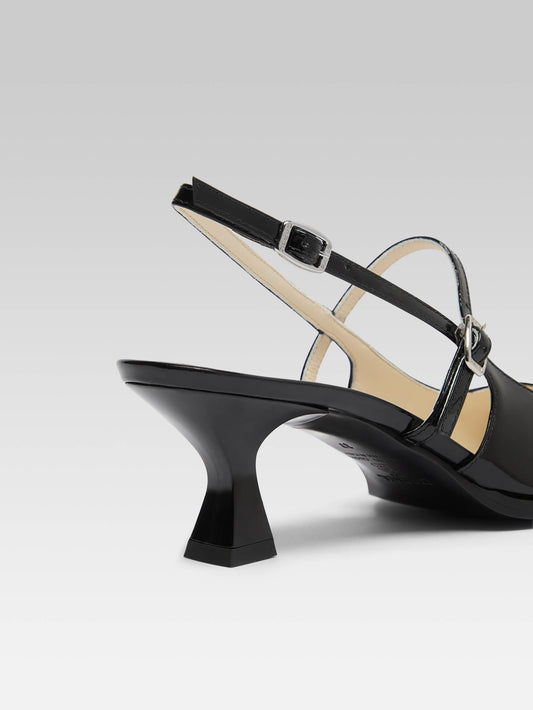 Souris - Black patent leather slingback pumps - Image number 6