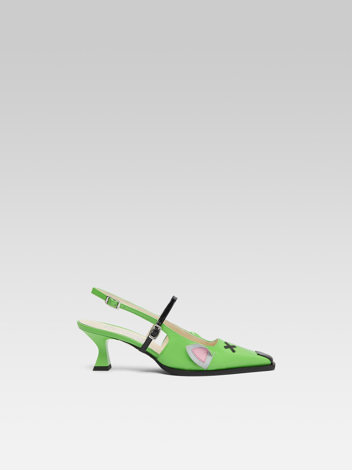 Souris - Green patent leather slingback pumps