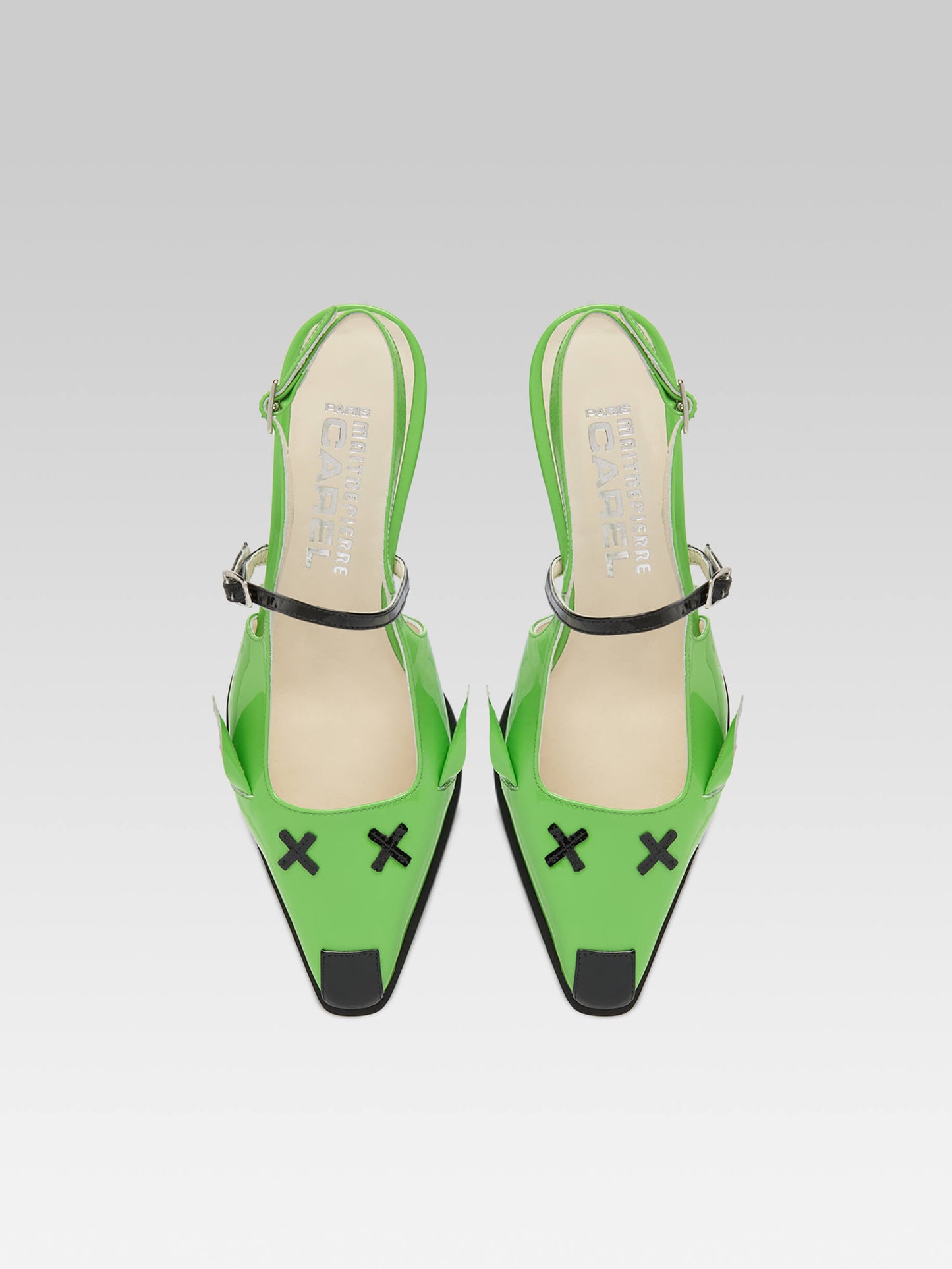 Souris - Green patent leather slingback pumps