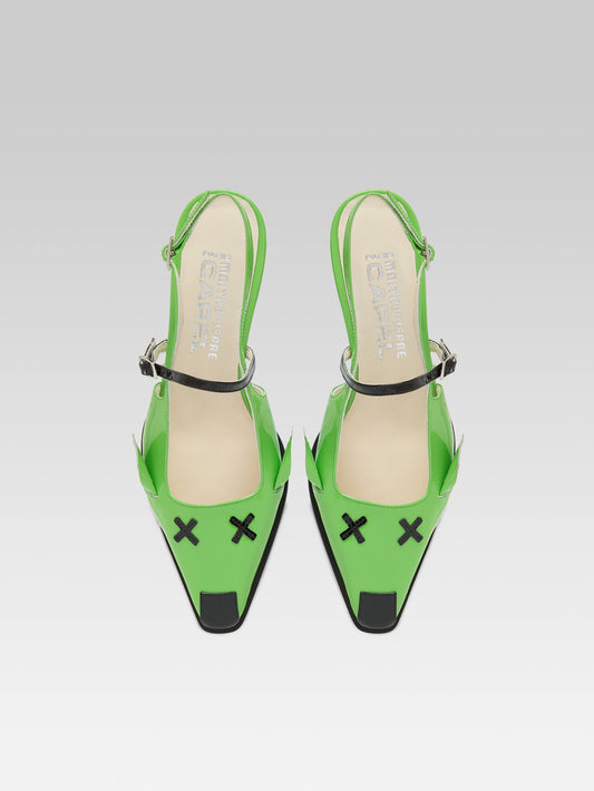 Souris - Escarpins slingback cuir verni vert - Image numéro 3