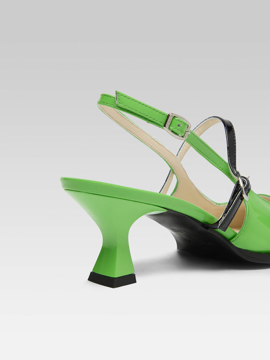 Souris - Escarpins slingback cuir verni vert - Image numéro 4