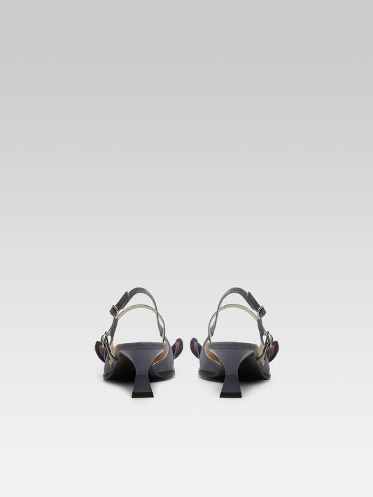 Souris - Grey suede leather slingback pumps - Image number 4