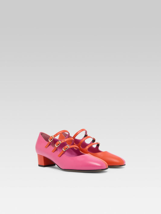 Kina Half - Two-tone pink and orange upcycled leather Mary Janes pumps - Image number 4