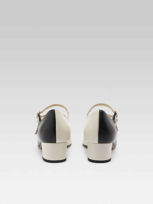 Kina Half - Two-tone black and ivory leather Mary Janes pumps - Image number 4