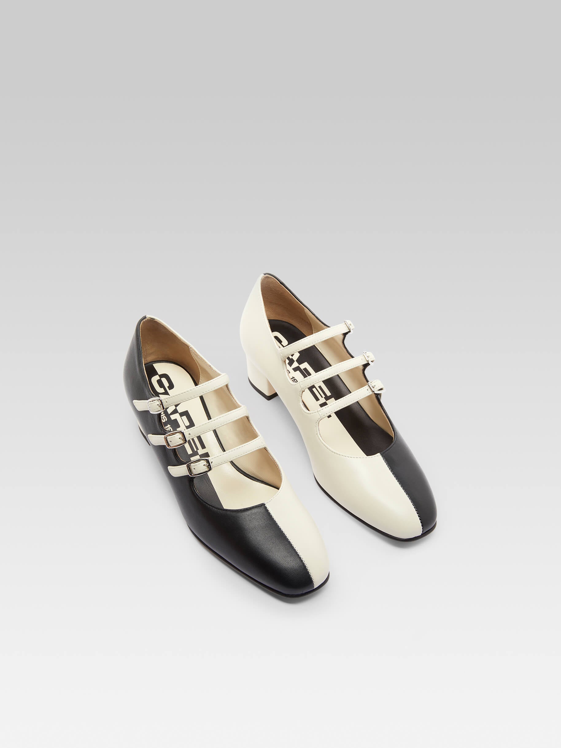 Kina Half - Two-tone black and ivory leather Mary Janes pumps - Image number 1