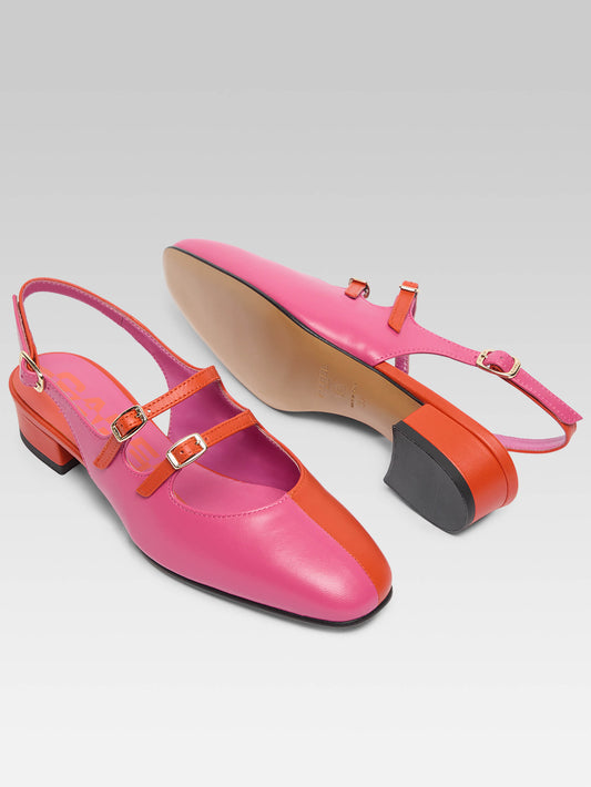 Peche Half - Babies slingback bicolore cuir rose et orange - Image numéro 5