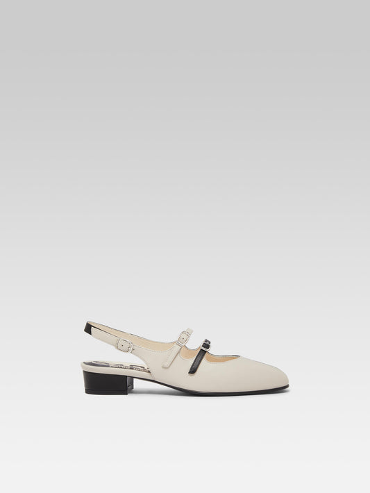 Peche Half - Two-tone black and ivory leather slingback Mary Janes - Image number 3