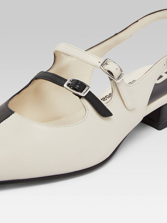 Peche Half - Babies slingback bicolore cuir noir et ivoire - Image numéro 6