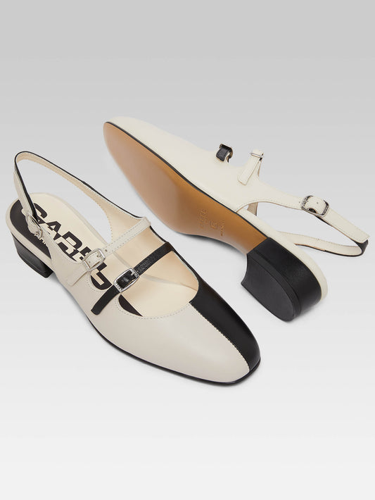 Peche Half - Two-tone black and ivory leather slingback Mary Janes - Image number 4