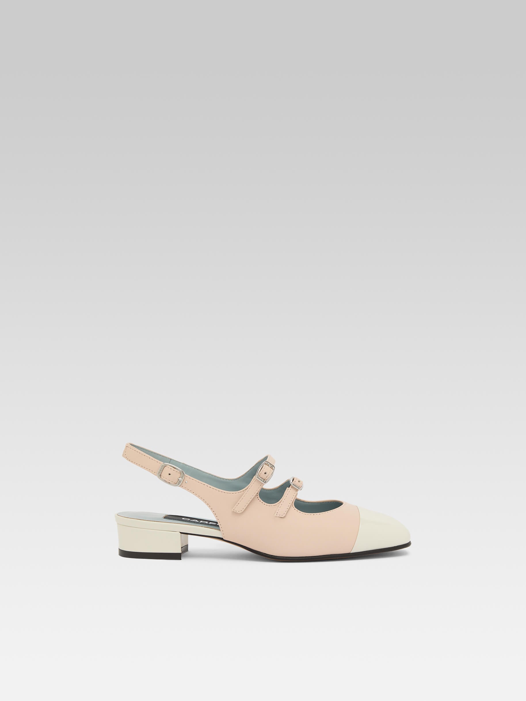 Abricot - Nude leather and beige patent leather slingback Mary Janes - Image number 1