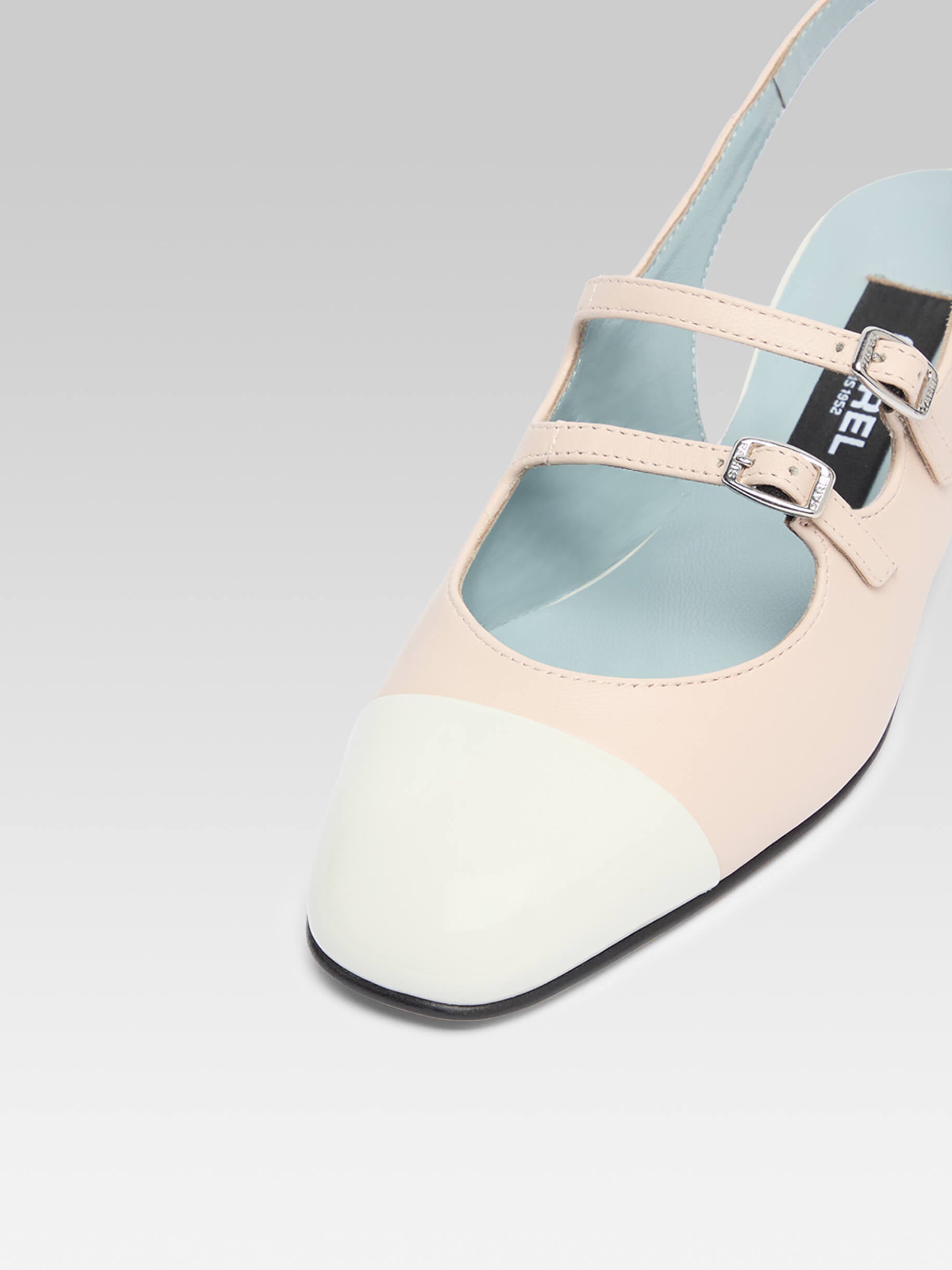 Abricot - Nude leather and beige patent leather slingback Mary Janes - Image number 2