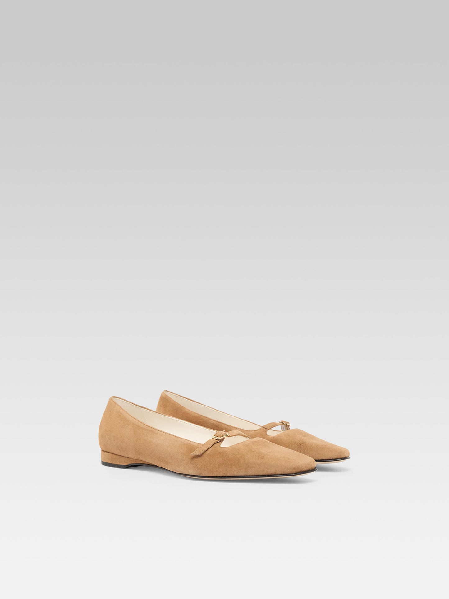 Emilie - Hazelnut suede leather ballet flats