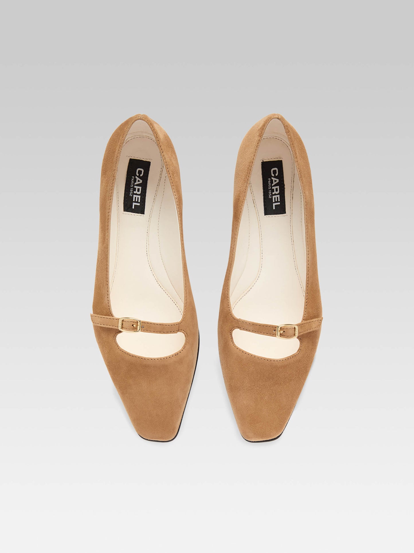 Emilie - Ballerines cuir velours noisette