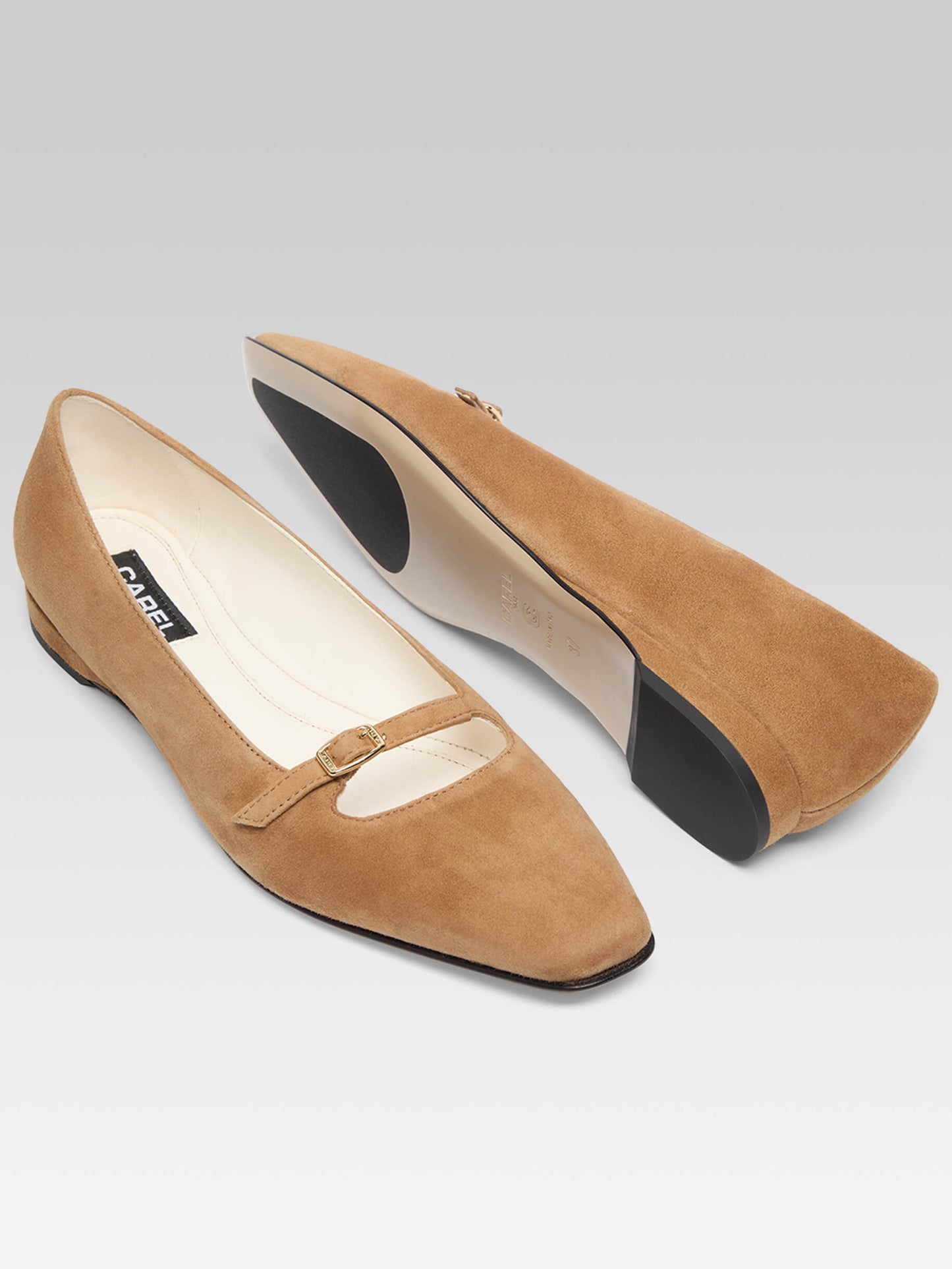 Emilie - Hazelnut suede leather ballet flats