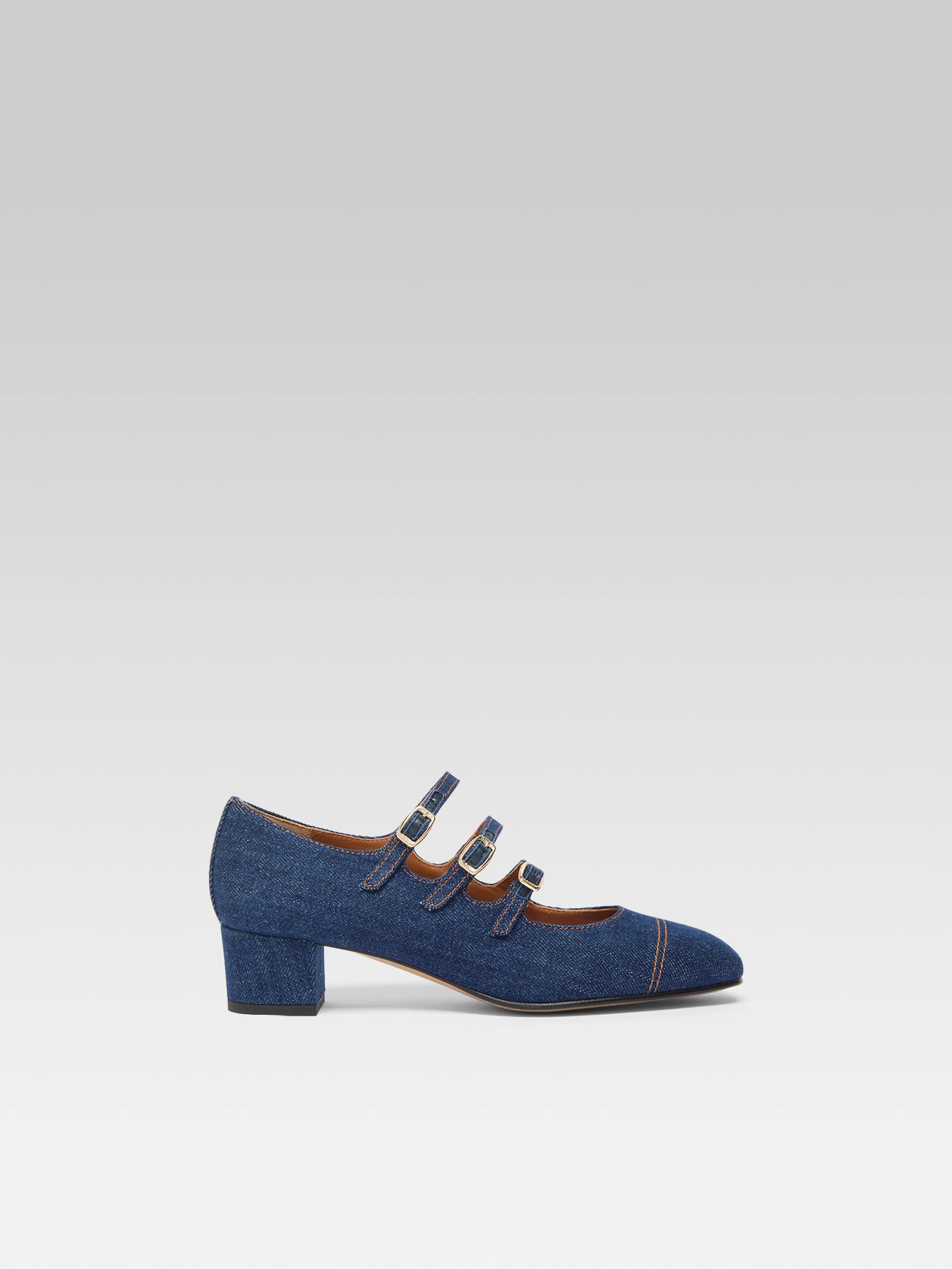 Kina - Raw denim fabric Mary Janes pumps - Image number 1