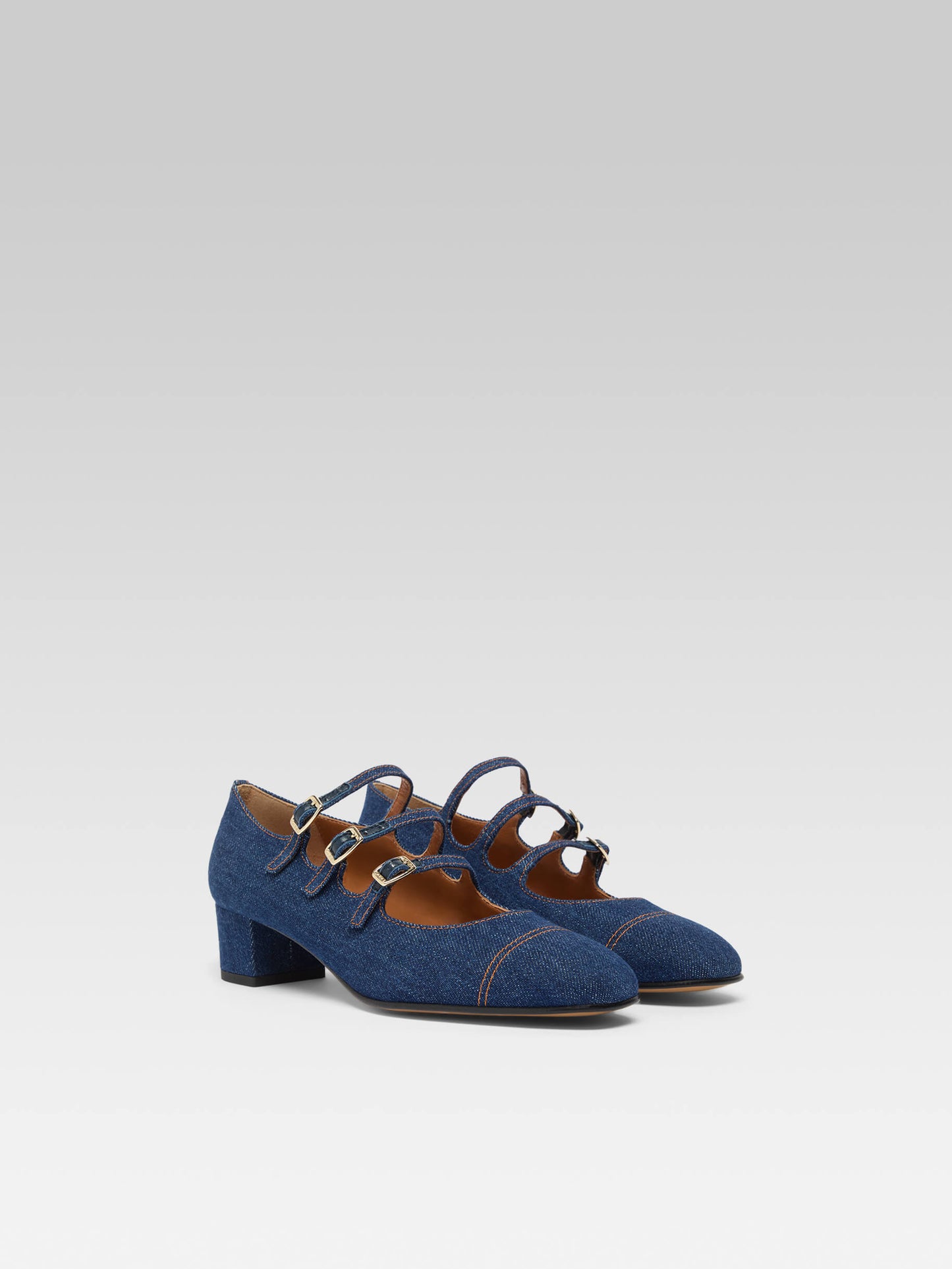 Kina - Raw denim fabric Mary Janes pumps