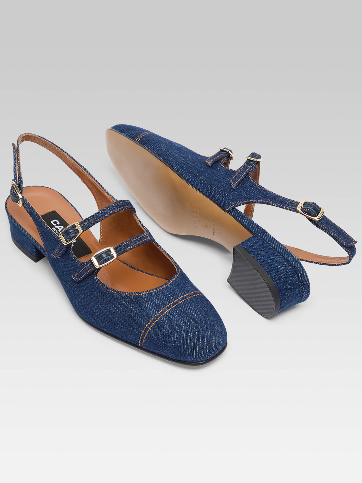 Peche - Babies slingback tissu jean brut